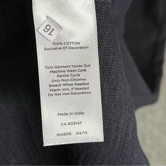 Talbots Embroidered Trim Cotton Navy & White Shift Dress - Picture 8 of 10